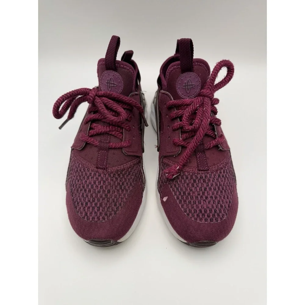 Nike Huarache Run Kids Sneakers Burgundy Maroon White Shoes Youth Size 3
